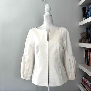 Magaschoni Collection Zip Front Puff Sleeve Jacket